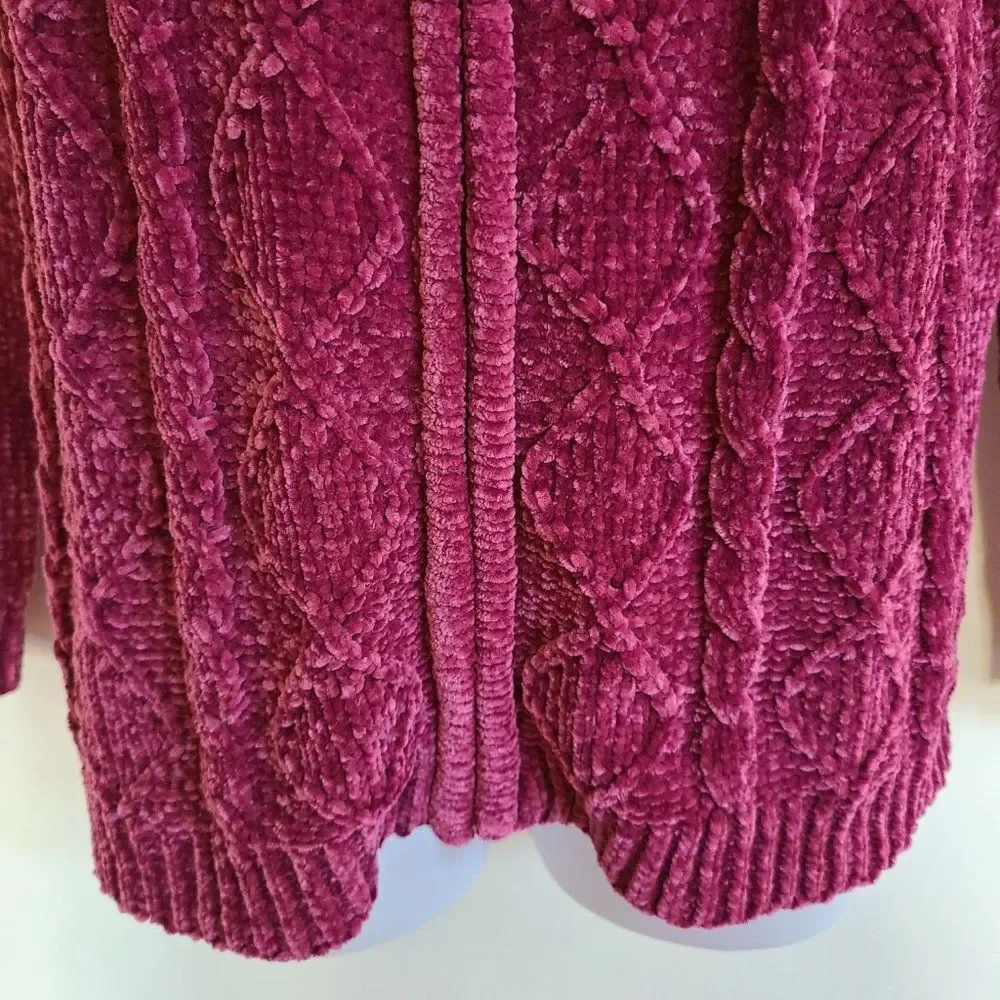 Bon Worth Women's Chenille Full Zip Cardigan Sweater Jacket Size XSP (XS Petite)